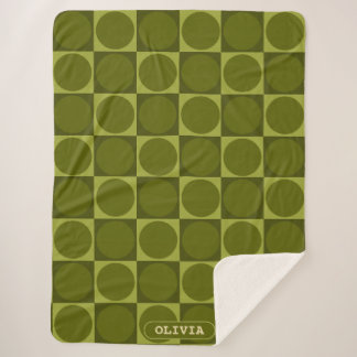 70s Checks and Circles Green シェルパブランケット