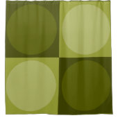 70s Checks and Circles Green シャワーカーテン (正面)