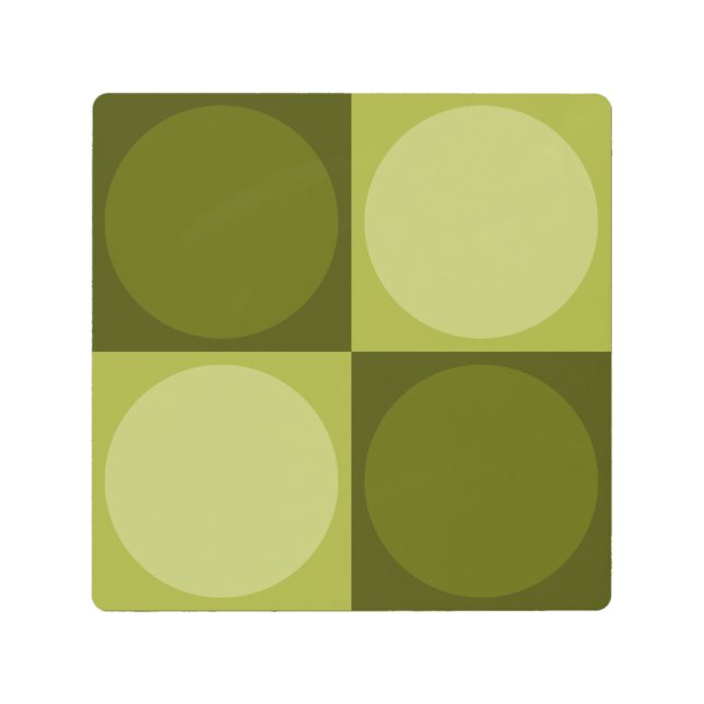 70s Checks and Circles Green メタルプリント (正面)