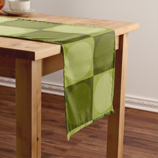 70s Checks and Circles Green ロングテーブルランナー (インサイチュ)