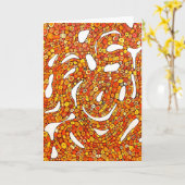 70s Colors Red Orange Yellow Abstract Design カード (黄色い花)