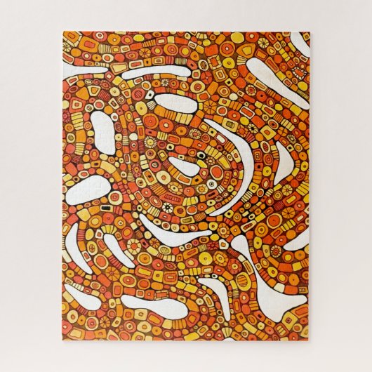 70s Colors Red Orange Yellow Abstract Design ジグソーパズル (縦)