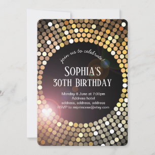 70s disco dance glitter birthday invitation 招待状