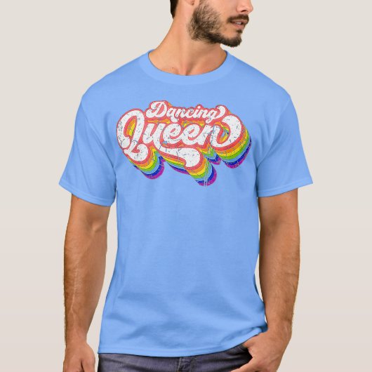 70s Disco Rainbow Dancing Queen Tシャツ (正面)
