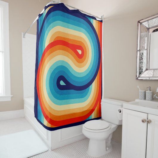 70s Double Wave シャワーカーテン (インサイチュ)