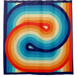 70s Double Wave シャワーカーテン