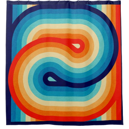 70s Double Wave シャワーカーテン (正面)