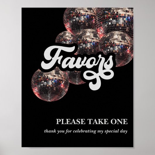 70s Favor Sign Disco Ball Party Decor ポスター (正面)