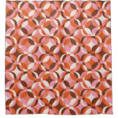 70s geometric circle shapes colorful red retro シャワーカーテン (正面)