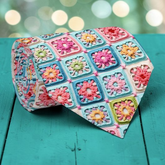 70s Granny Square Crochet Necktie ネクタイ
