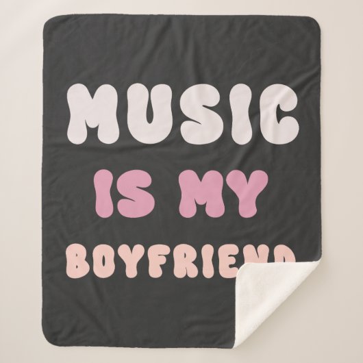 70s Groovyタイポグラフィ – 音楽は私のボーイフレンド シェルパブランケット (正面)