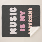 70s Groovyタイポグラフィ – 音楽は私のボーイフレンド シェルパブランケット (正面(横))