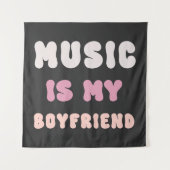 70s Groovyタイポグラフィ – 音楽は私のボーイフレンド タペストリー (正面)