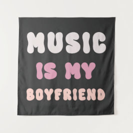 70s Groovyタイポグラフィ – 音楽は私のボーイフレンド タペストリー