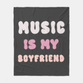 70s Groovyタイポグラフィ – 音楽は私のボーイフレンド フリースブランケット (正面)