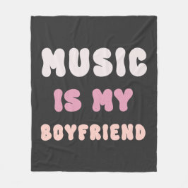 70s Groovyタイポグラフィ – 音楽は私のボーイフレンド フリースブランケット