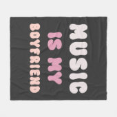 70s Groovyタイポグラフィ – 音楽は私のボーイフレンド フリースブランケット (正面(横))
