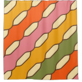 70s Groovyレトロパタカラフルーン シャワーカーテン (正面)