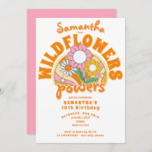 70s Groovyレトロワイルドフラワーパワー誕生日 招待状 (正面/裏面)