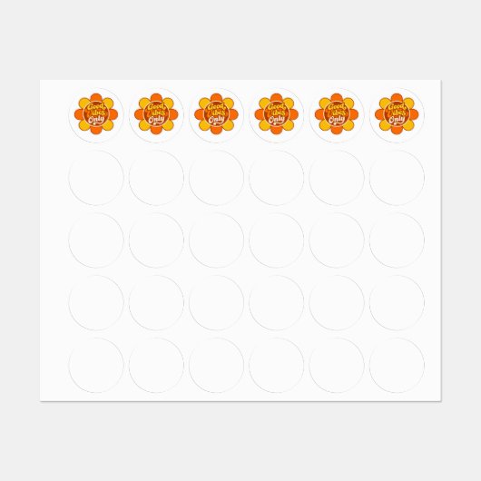 70s Groovy "Good Vibes Only" Daisy Flower Sticker ラベル (シート)