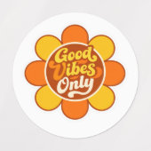 70s Groovy "Good Vibes Only" Daisy Flower Sticker ラベル (デザイン1)