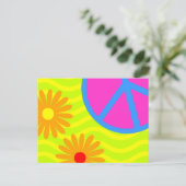 70's Hippie Peace Sign and Flowers ポストカード (スタンド正面)