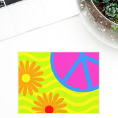 70's Hippie Peace Sign and Flowers ポストカード