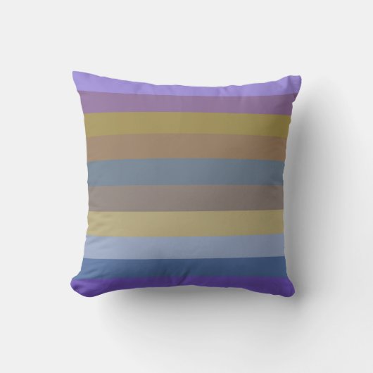 70s Horizontal Stripes in Lilac, Mustard & Caramel クッション (正面)