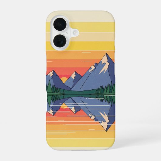 70s Minimalist Sunset Lake iPhone 16ケース (裏面)