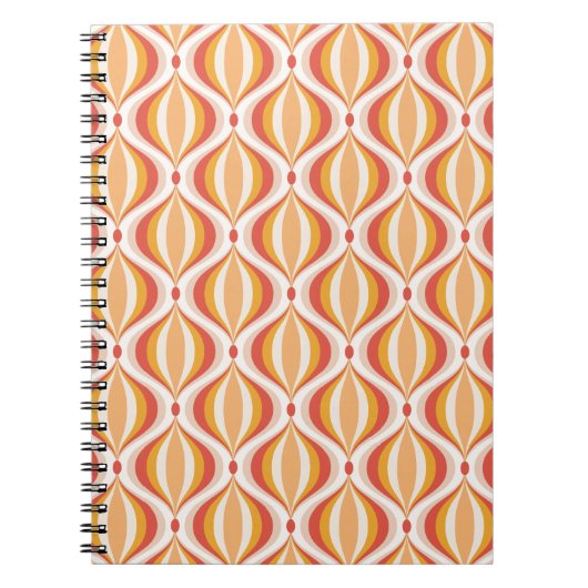 70s nostalgia notebook groovy optical pattern ノートブック (正面)