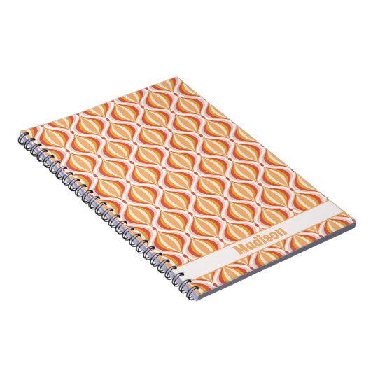 70s nostalgia notebook groovy optical pattern ノートブック (右側)