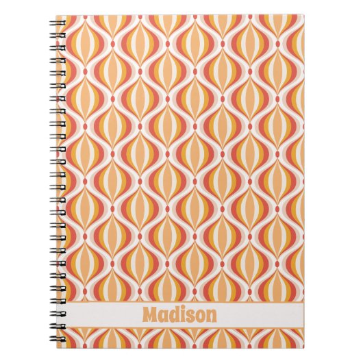 70s nostalgia notebook groovy optical pattern ノートブック (正面)