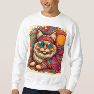 70's psychedelic cat スウェットシャツ