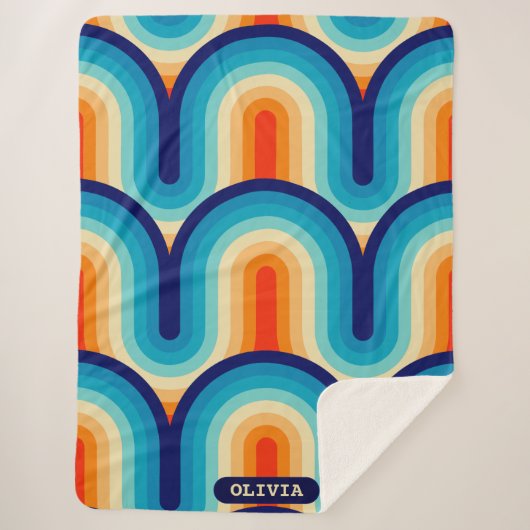 70s Rainbow Curves シェルパブランケット (正面)