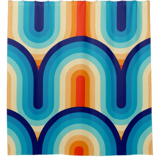 70s Rainbow Curves シャワーカーテン (正面)