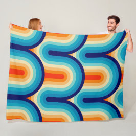 70s Rainbow Curves フリースブランケット