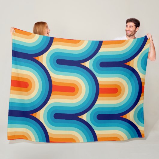 70s Rainbow Curves フリースブランケット (インサイチュ)