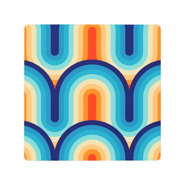 70s Rainbow Curves メタルプリント (正面)