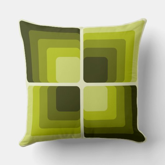 70s Rainbow Squares Monochrome Green クッション (裏面)