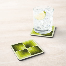 70s Rainbow Squares Monochrome Green コースター