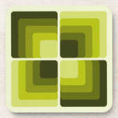 70s Rainbow Squares Monochrome Green コースター (正面)