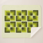 70s Rainbow Squares Monochrome Green シェルパブランケット (正面(横))