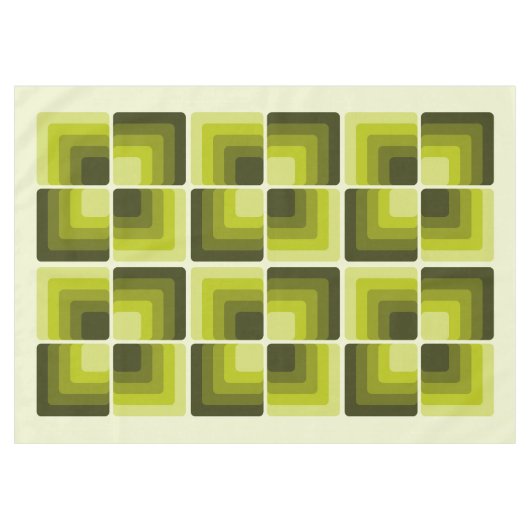 70s Rainbow Squares Monochrome Green テーブルクロス (正面(横))