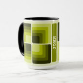 70s Rainbow Squares Monochrome Green マグカップ (正面左)