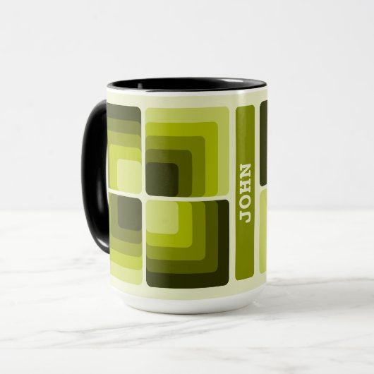 70s Rainbow Squares Monochrome Green マグカップ (正面左)