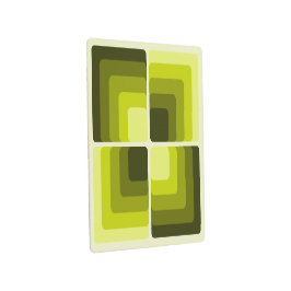 70s Rainbow Squares Monochrome Green メタルプリント