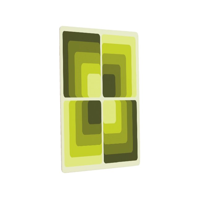 70s Rainbow Squares Monochrome Green メタルプリント (3/4)