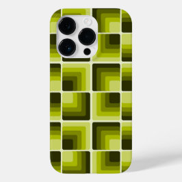 70s Rainbow Squares Monochrome Green Case-Mate iPhone 14 Proケース