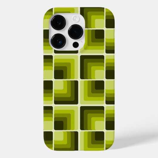 70s Rainbow Squares Monochrome Green Case-Mate iPhoneケース (裏面)