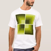 70s Rainbow Squares Monochrome Green Tシャツ (正面)
